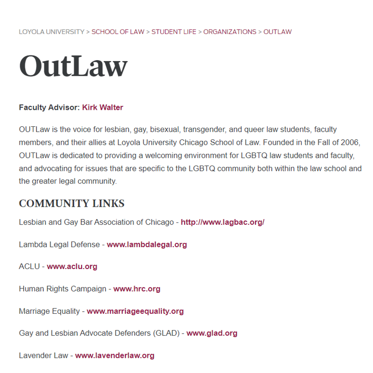 OutLaw at Loyola - LGBTQ organization in Chicago IL
